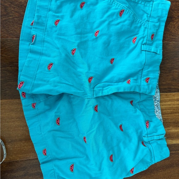 Cambridge Dry Goods Pants - Cambridge Dry Goods Turquoise Shorts with Floral Accent